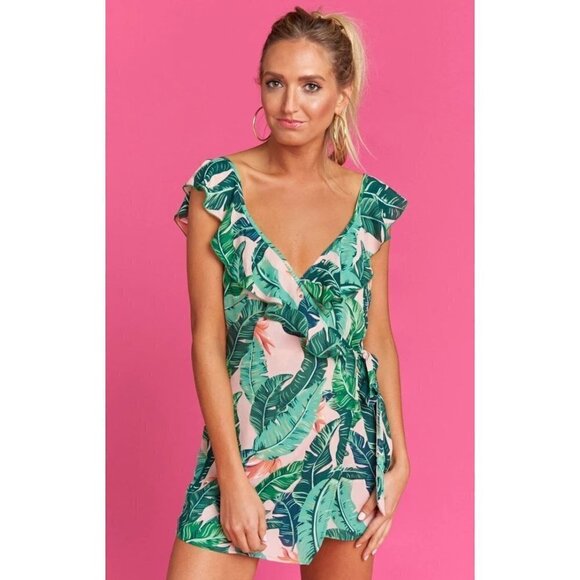 Show Me Your Mumu X Barbie Raquelle Green Floral Romper L - Picture 1 of 5